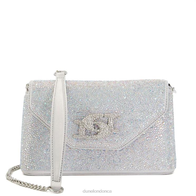 Dune London Beamed Women Diamante Metallic Clutch Bag Silver 2Z0DB224