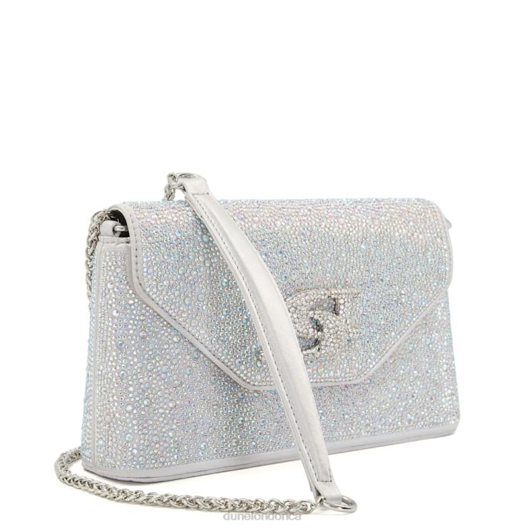 Dune London Beamed Women Diamante Metallic Clutch Bag Silver 2Z0DB224