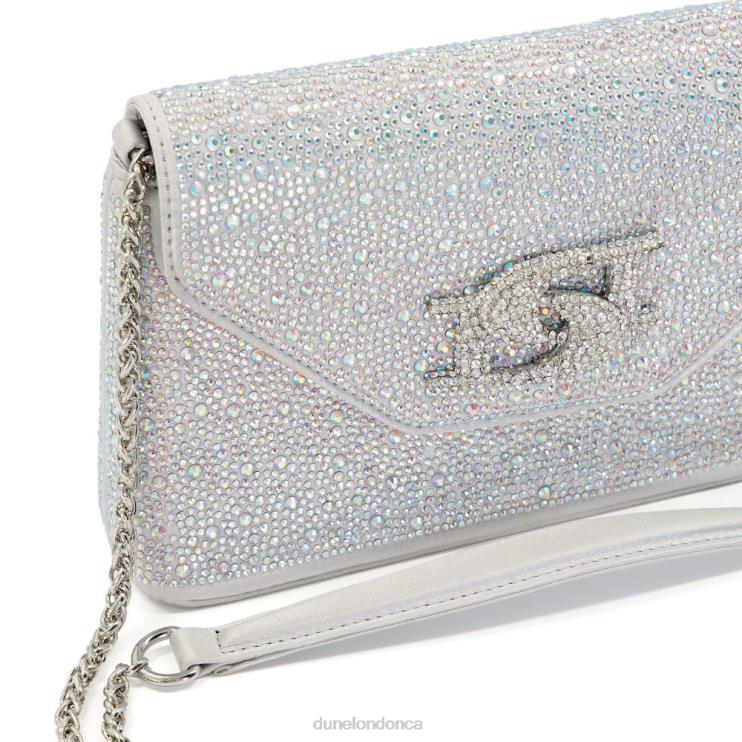 Dune London Beamed Women Diamante Metallic Clutch Bag Silver 2Z0DB224