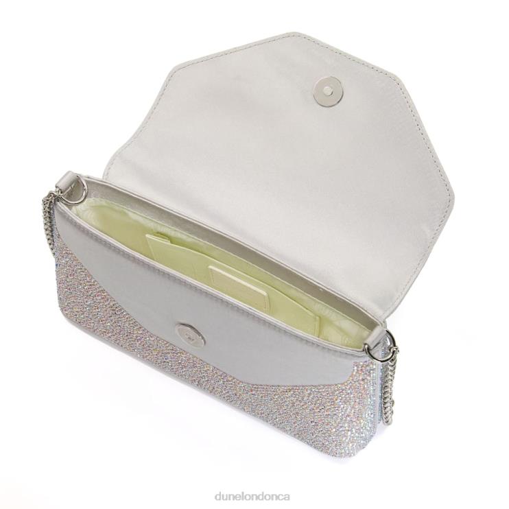 Dune London Beamed Women Diamante Metallic Clutch Bag Silver 2Z0DB224