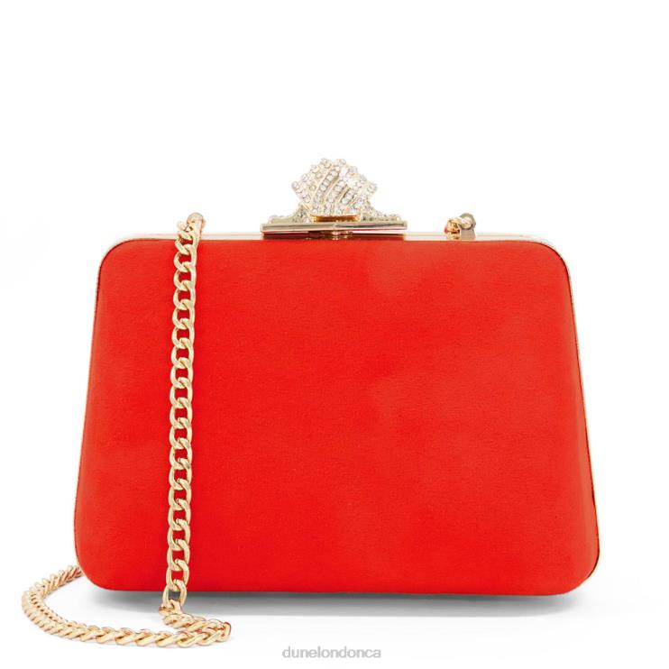 Dune London Become Women Diamante-Clasp Hard-Case Clutch Orange 2Z0DB223