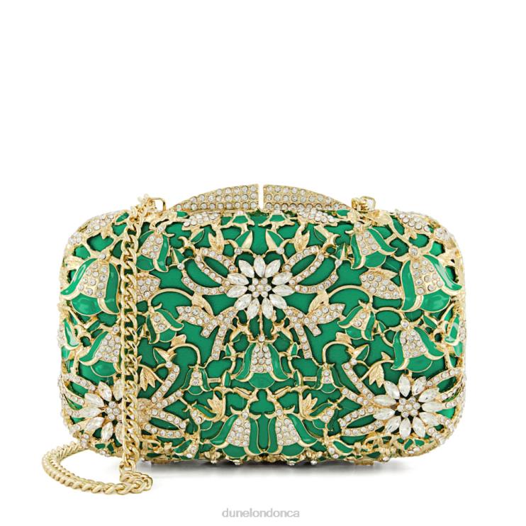 Dune London Berkeley Women Diamante-Detail Satin Box Clutch Green 2Z0DB41