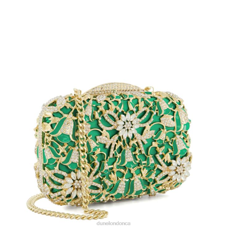 Dune London Berkeley Women Diamante-Detail Satin Box Clutch Green 2Z0DB41