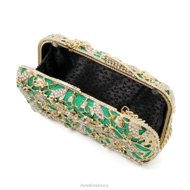 Dune London Berkeley Women Diamante-Detail Satin Box Clutch Green 2Z0DB41