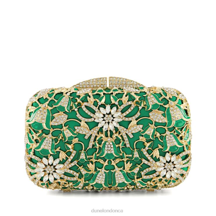 Dune London Berkeley Women Diamante-Detail Satin Box Clutch Green 2Z0DB41
