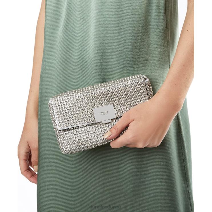 Dune London Evanders Women Embellished Clutch Bag Silver 2Z0DB246