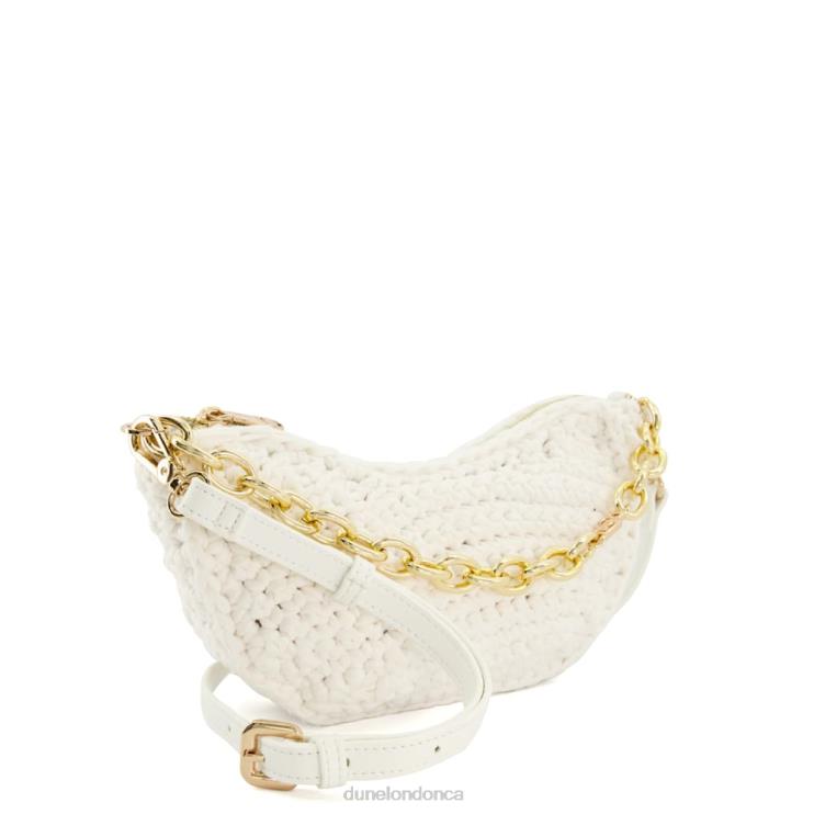 Dune London Dammi Women Small Chain-Detail Raffia Crossbody Bag White 2Z0DB141