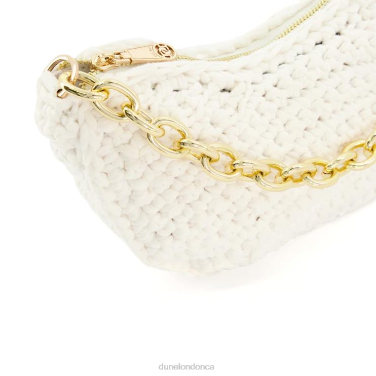 Dune London Dammi Women Small Chain-Detail Raffia Crossbody Bag White 2Z0DB141