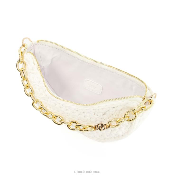 Dune London Dammi Women Small Chain-Detail Raffia Crossbody Bag White 2Z0DB141