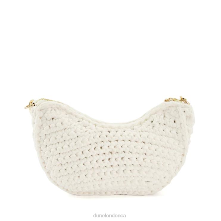 Dune London Dammi Women Small Chain-Detail Raffia Crossbody Bag White 2Z0DB141