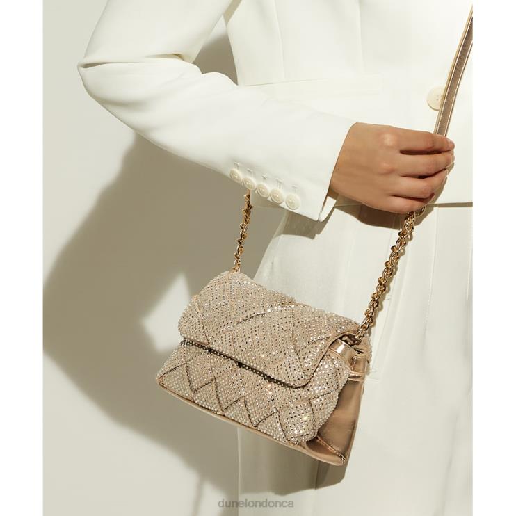 Dune London Dinidempsy Women Small Diamante Woven Crossbody Bag Rose Gold 2Z0DB181