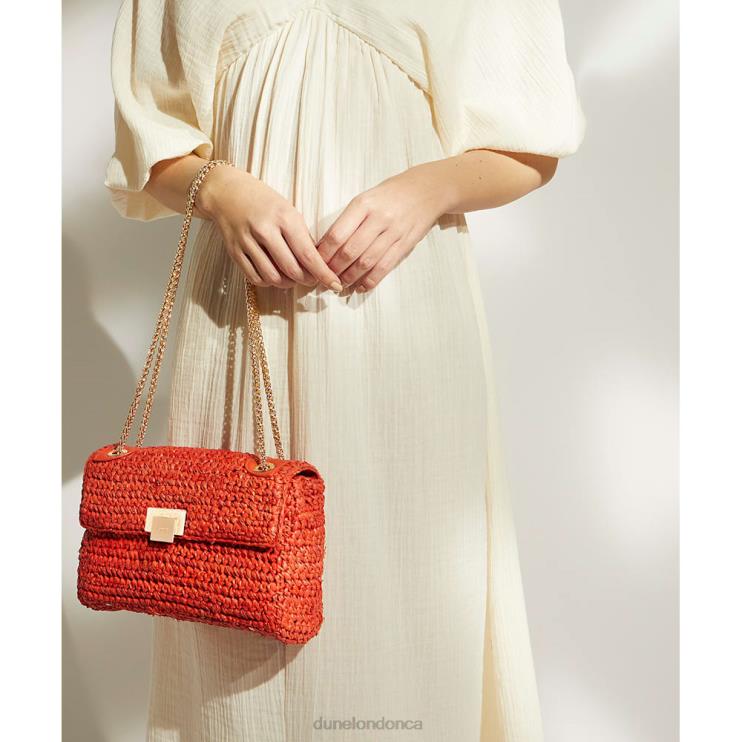 Dune London Dorchesters Women Woven Raffia Crossbody Bag Orange 2Z0DB9