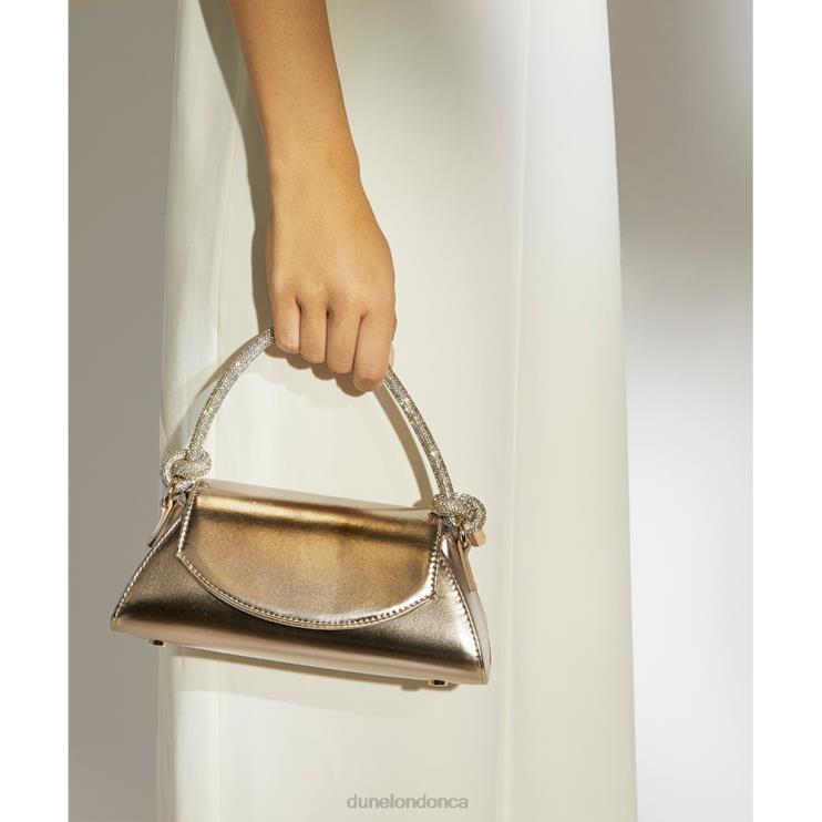 Dune London Brynley Women Diamante Knot Strap Grab Bag Gold 2Z0DB317