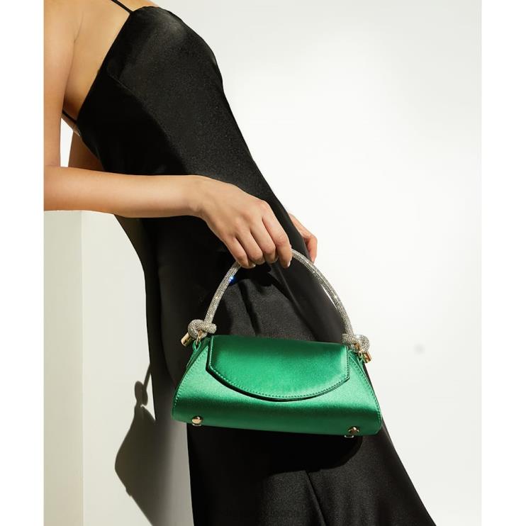 Dune London Brynley Women Diamante Knot Strap Grab Bag Green 2Z0DB230
