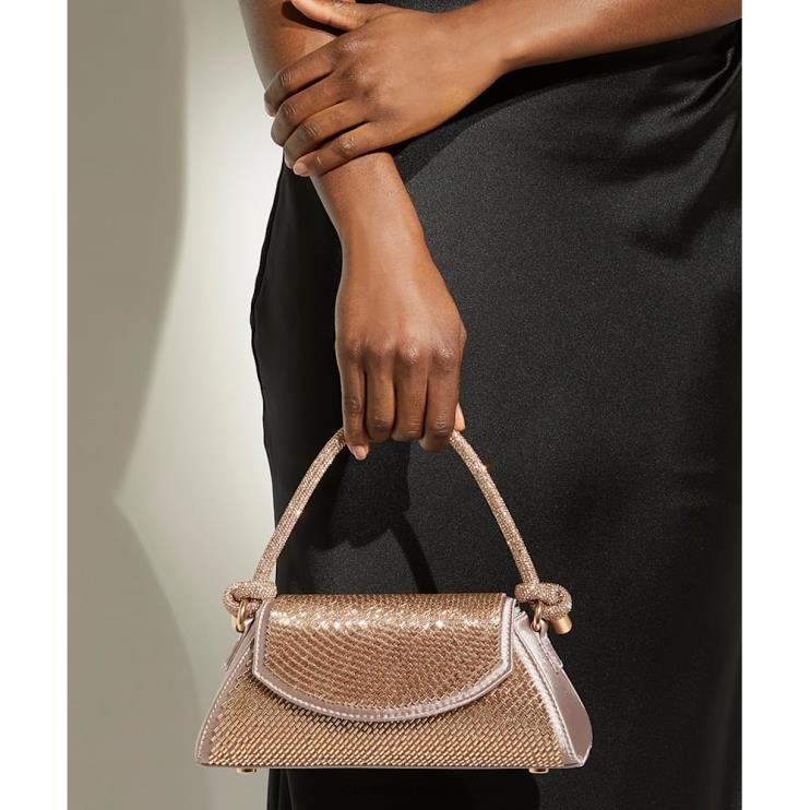 Dune London Brynleys Women Beaded Diamante-Handle Grab Bag Rose Gold 2Z0DB94