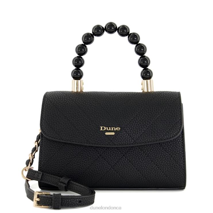 Dune London Dots Women Small-Bead-Handle Quilted Grab Bag Black 2Z0DB188