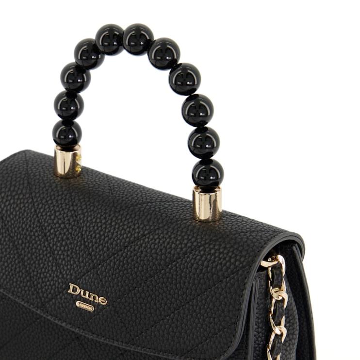 Dune London Dots Women Small-Bead-Handle Quilted Grab Bag Black 2Z0DB188
