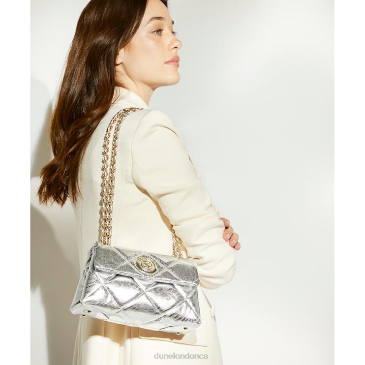 Dune London Duchess S Women Small Quilted Leather Bag Silver 2Z0DB27