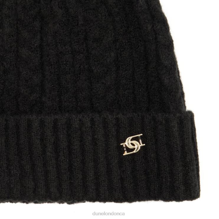 Dune London Fawley Women Pom-Pom Knitted Beanie Hat Black 2Z0DB302