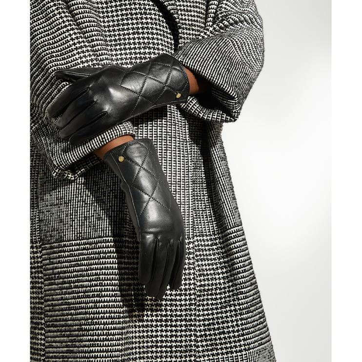 Dune London Inalla Women Quilted Leather Gloves Black 2Z0DB281