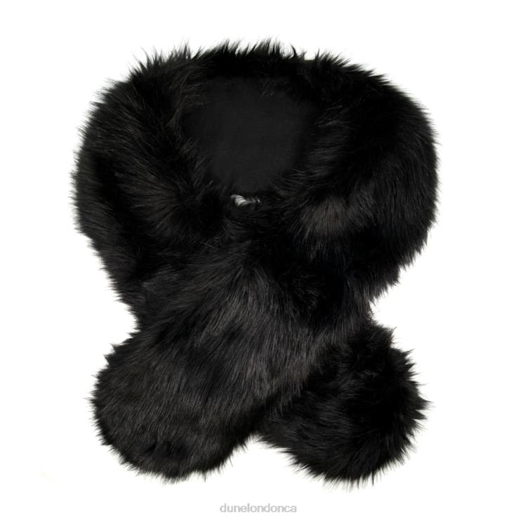 Dune London Landan Women Fluffy Faux-Fur Scarf Black 2Z0DB286
