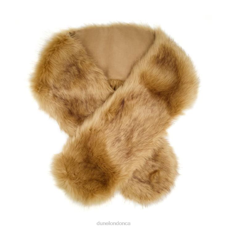 Dune London Landan Women Fluffy Faux-Fur Scarf Camel 2Z0DB287
