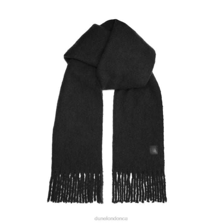 Dune London Lorissa Women Textured Long Fringed Scarf Black 2Z0DB295