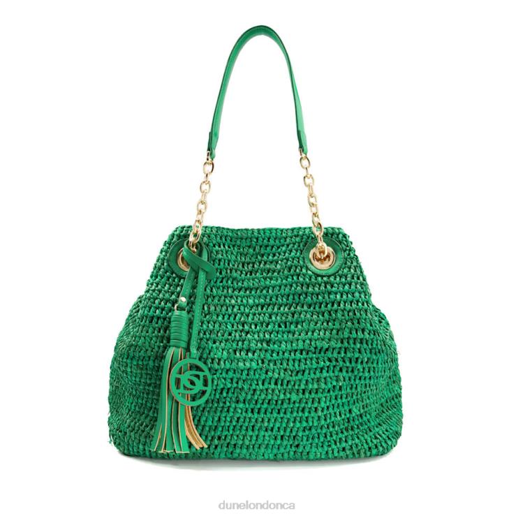 Dune London Destinations Women Medium Raffia Shoulder Bag Green 2Z0DB142