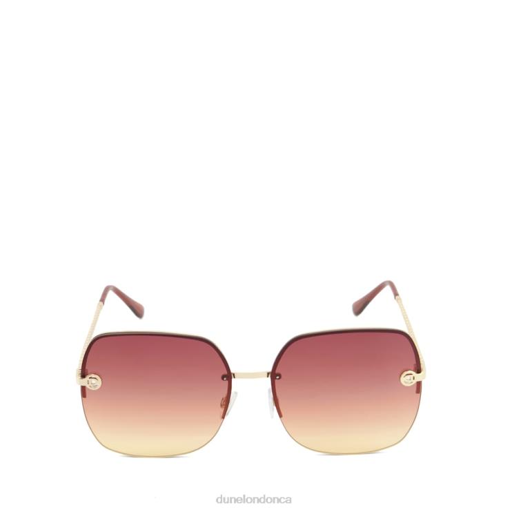 Dune London Glenhurst Women Twisted-Metal Oversized Frame Sunglasses Gold 2Z0DB152