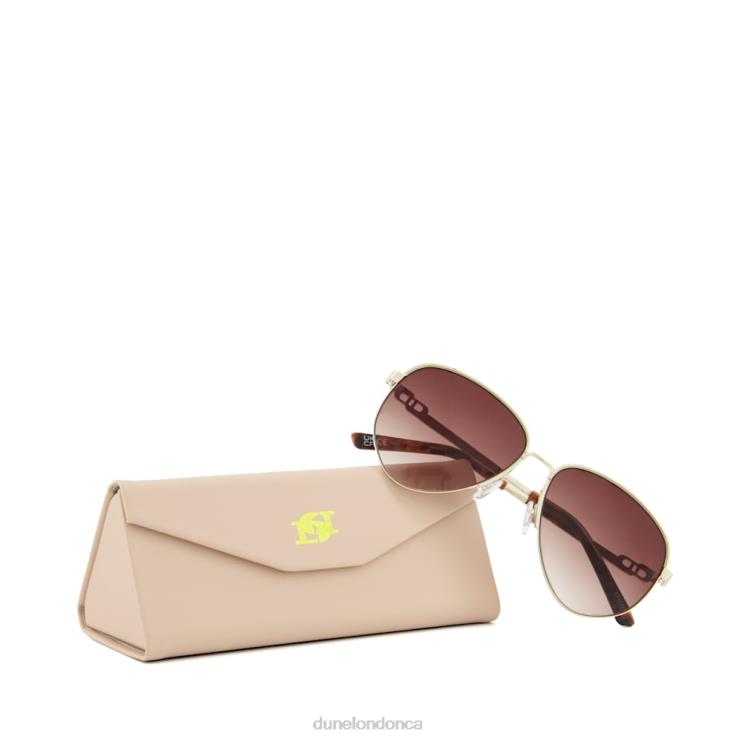 Dune London Gravitys Women Tortoiseshell-Trim Oval Sunglasses Gold 2Z0DB162