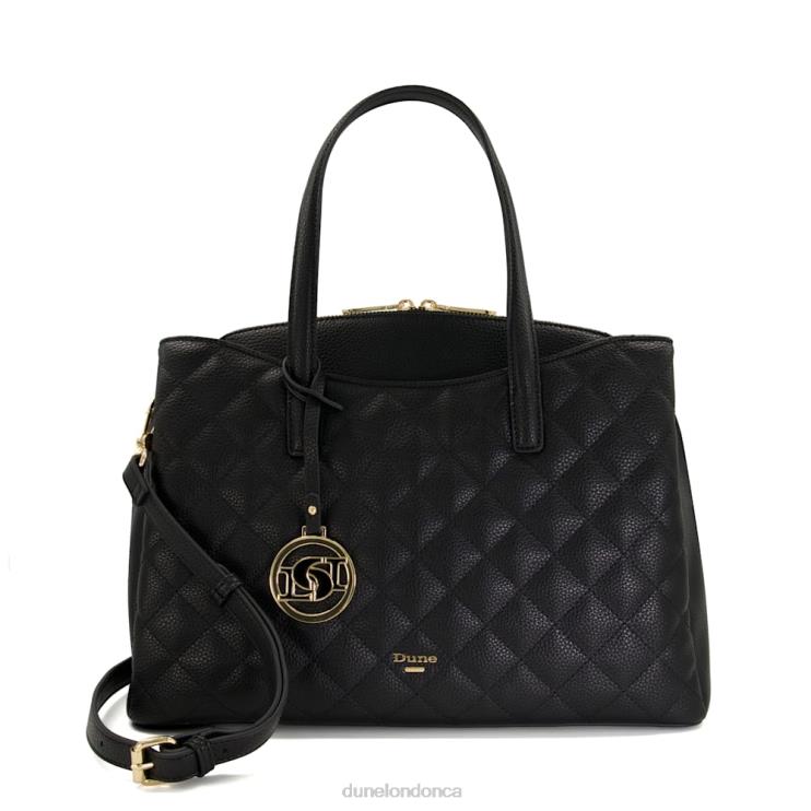 Dune London Dignify Women Large Diamond-Quilted Tote Bag Black 2Z0DB263