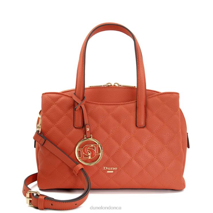 Dune London Dinidignify Women Small Diamond-Quilted Tote Bag Orange 2Z0DB209