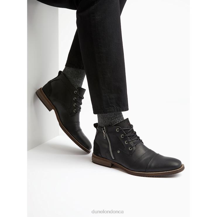 Dune London Captains Men Double Toe Cap Detail Leather Boots Black 2Z0DB851