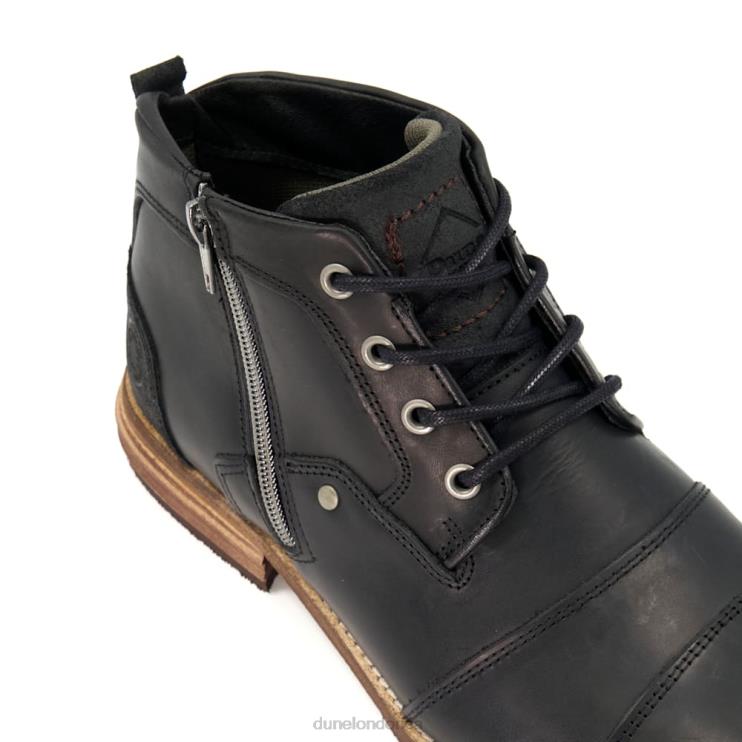 Dune London Captains Men Double Toe Cap Detail Leather Boots Black 2Z0DB851