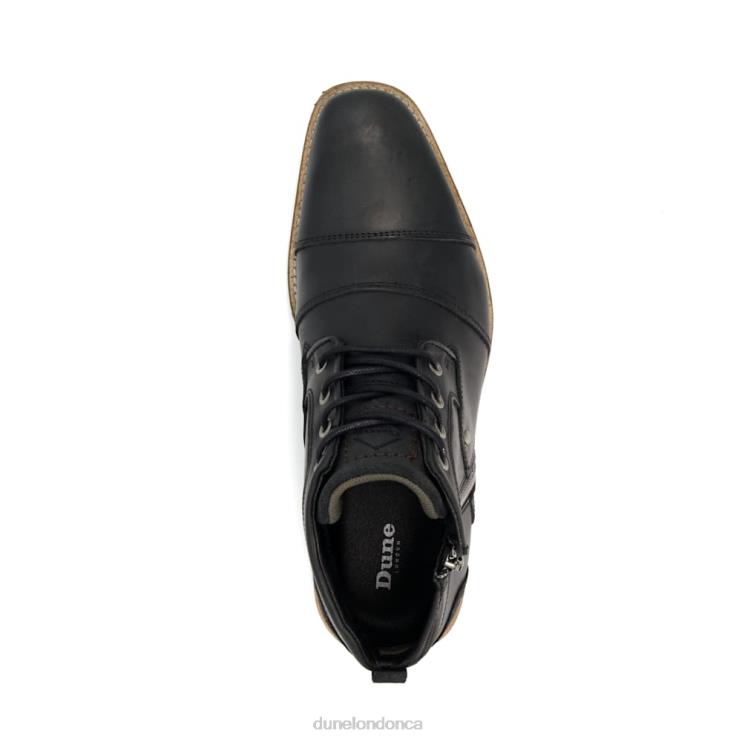 Dune London Captains Men Double Toe Cap Detail Leather Boots Black 2Z0DB851