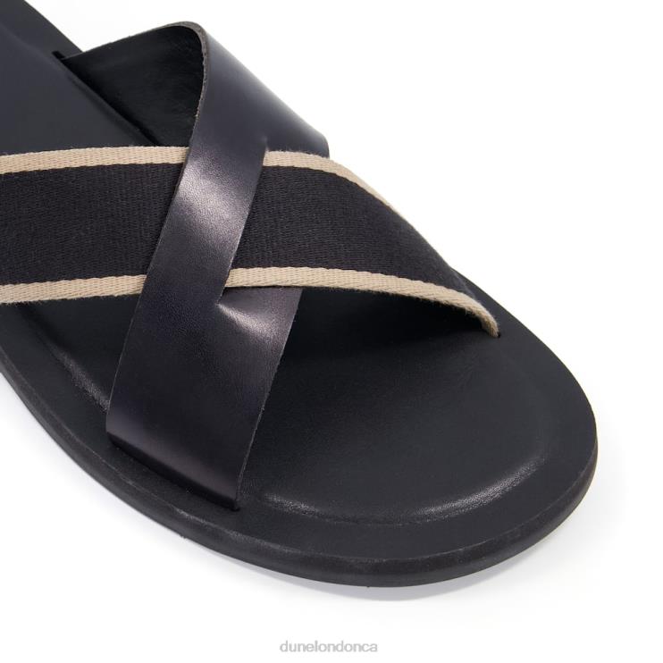 Dune London Ideal Men Cross-Strap Sliders Black 2Z0DB741
