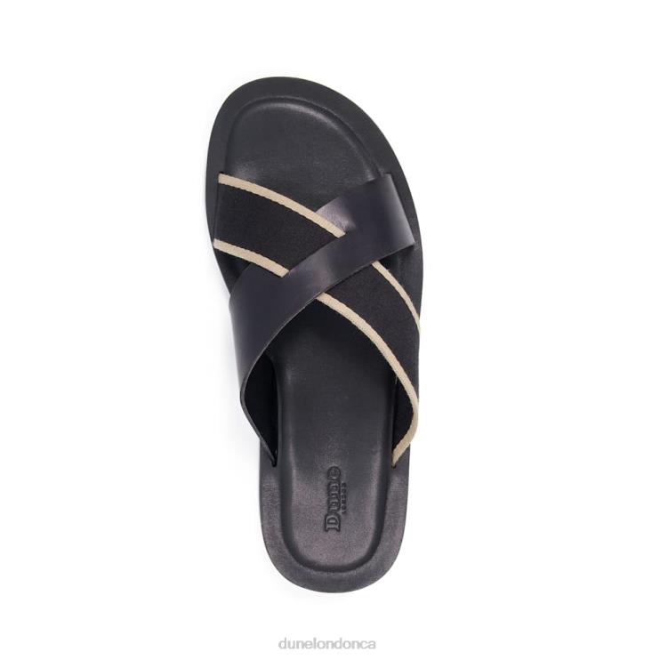 Dune London Ideal Men Cross-Strap Sliders Black 2Z0DB741