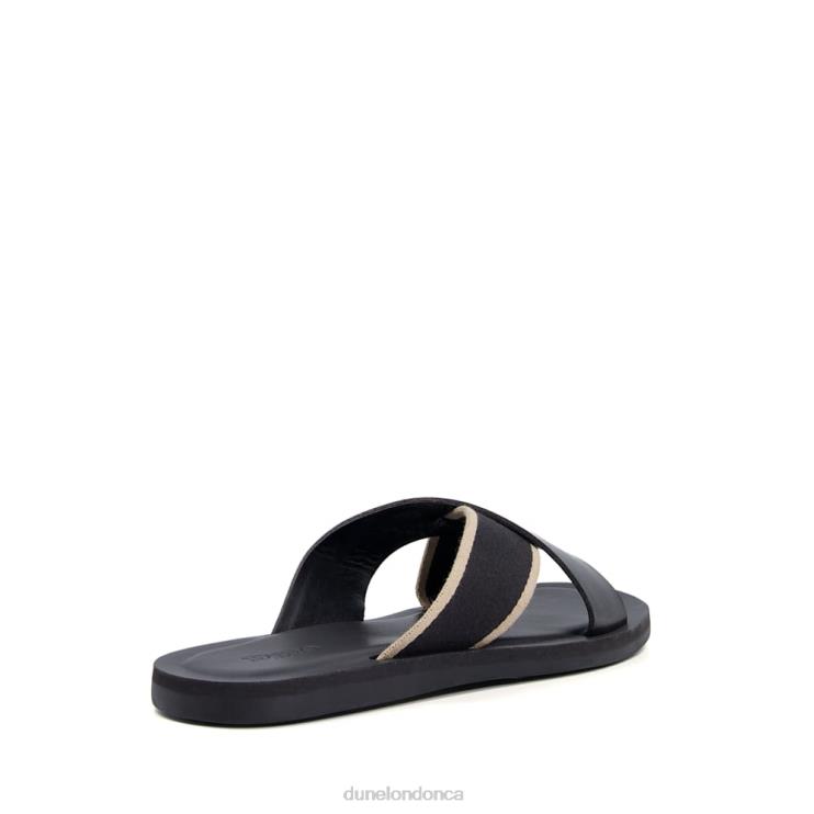 Dune London Ideal Men Cross-Strap Sliders Black 2Z0DB741