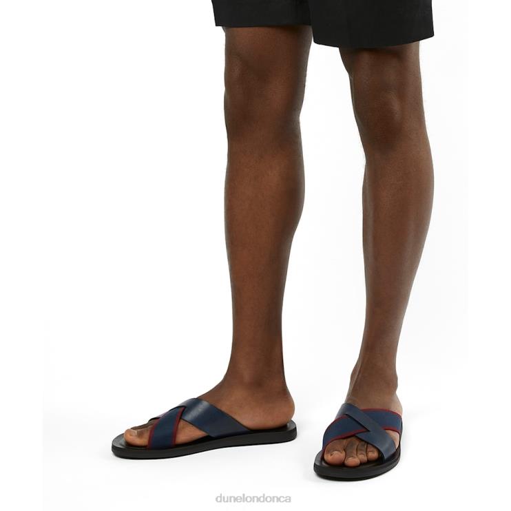 Dune London Ideal Men Cross-Strap Sliders Navy 2Z0DB790