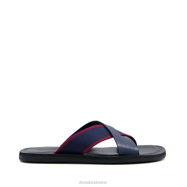 Dune London Ideal Men Cross-Strap Sliders Navy 2Z0DB790