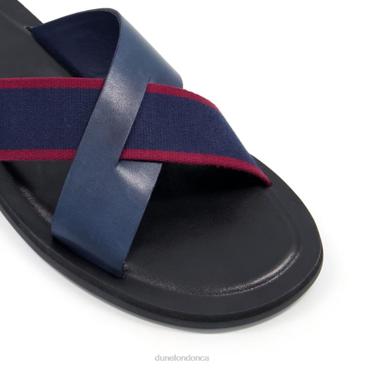 Dune London Ideal Men Cross-Strap Sliders Navy 2Z0DB790