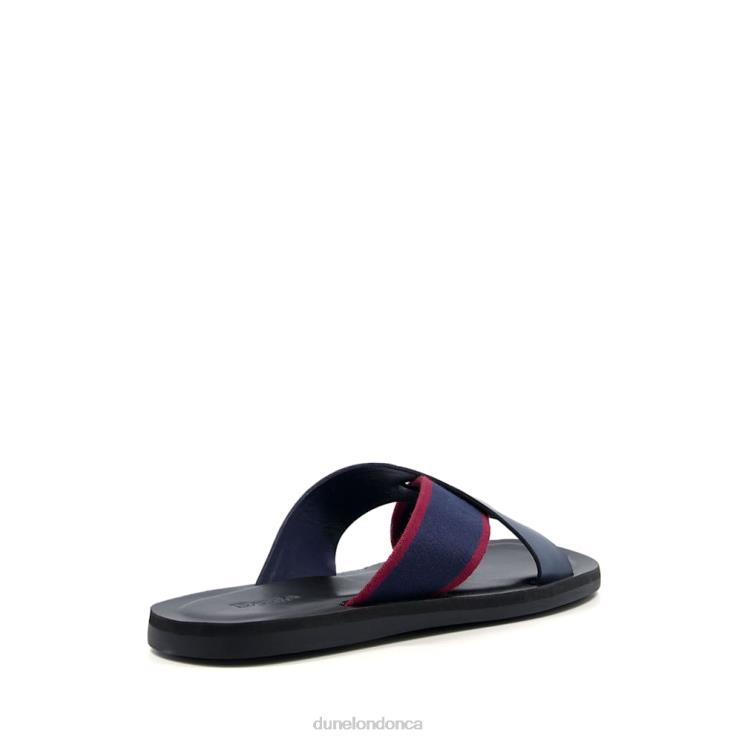 Dune London Ideal Men Cross-Strap Sliders Navy 2Z0DB790