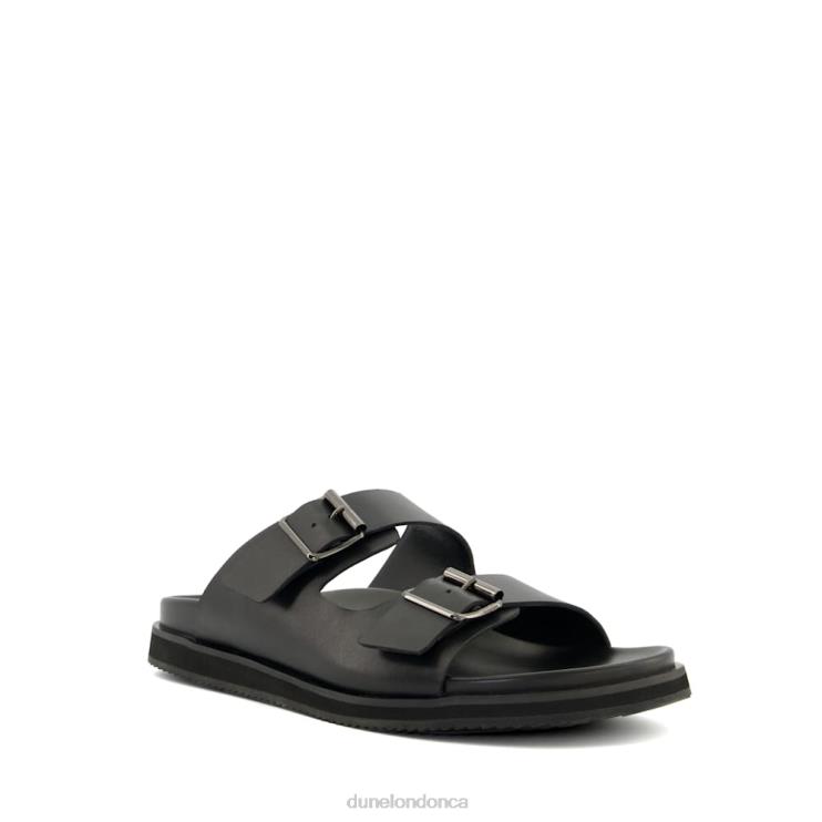 Dune London Itare Men Casual Buckle-Strap Leather Sandals Black 2Z0DB720