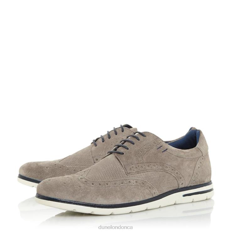 Dune London Barry Men Lace Up Brogue Wedge Grey 2Z0DB875
