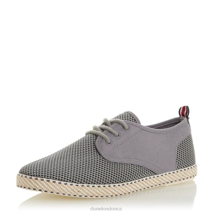 Dune London Flash Men Mesh Lace-Up Espadrilles Grey 2Z0DB865