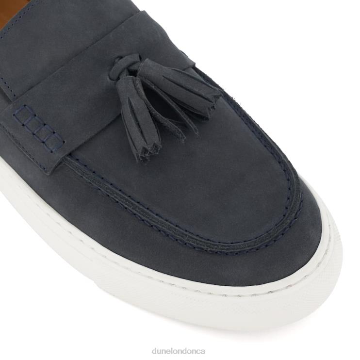 Dune London Beddow Men Tassel-Trim Casual Nubuck Loafers Navy 2Z0DB698