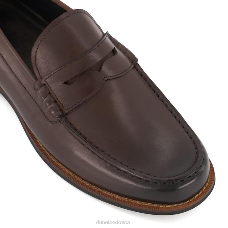 Dune London Samson Men Leather Penny-Trim Loafers Brown 2Z0DB689