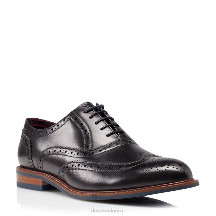 Dune London Pollodium Men Wide Fit Smart Leather Brogue Shoes Black 2Z0DB892