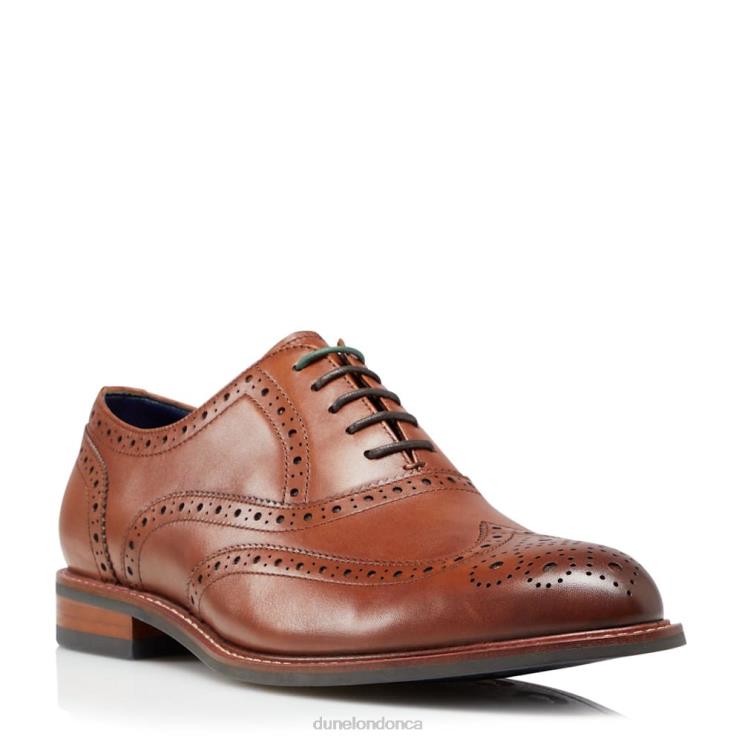 Dune London Pollodium Men Wide Fit Smart Leather Brogue Shoes Tan 2Z0DB768