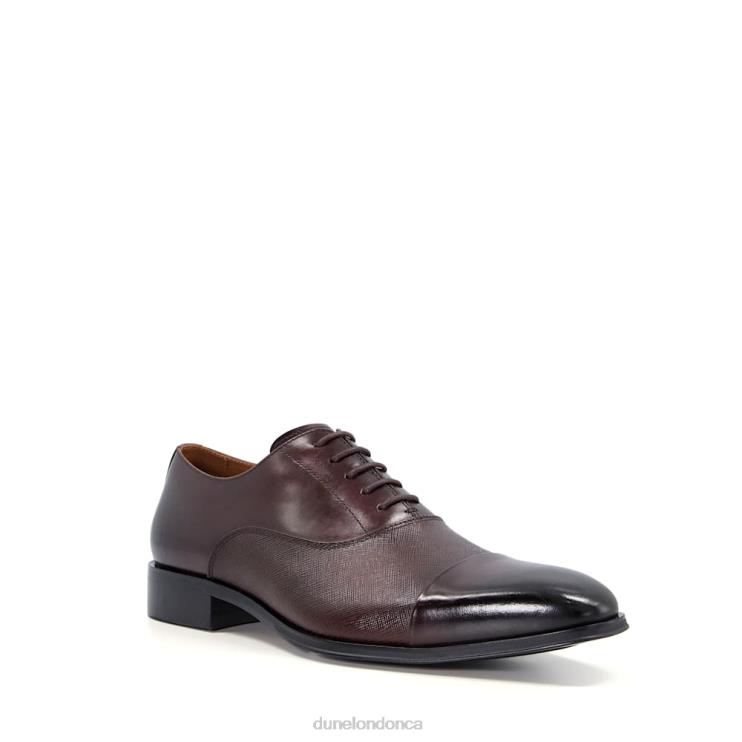 Dune London Sheet Men Saffiano Leather Oxford Shoes Dark Brown 2Z0DB788
